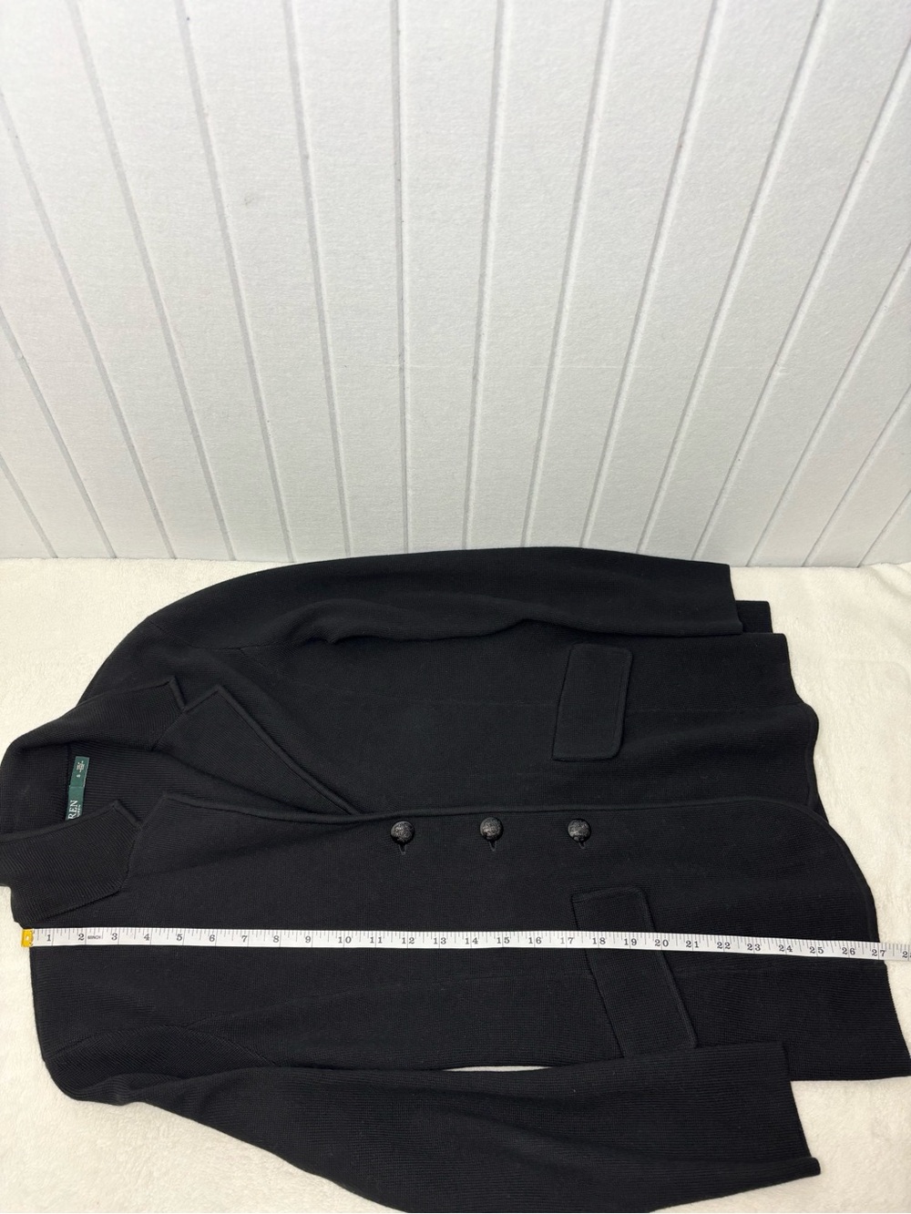 Lauren Ralph Lauren Black Cotton Sweater-Knit Blazer size S - Picture 13 of 15